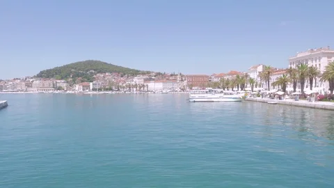View of the port of Split from the Adriatic, Croatia Stock Footage 83690216