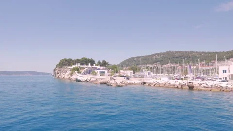 View of the port of Split from the Adriatic, Croatia Stock Footage 83701691