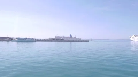 View of the port of Split from the Adriatic, Croatia Stock Footage 83746504
