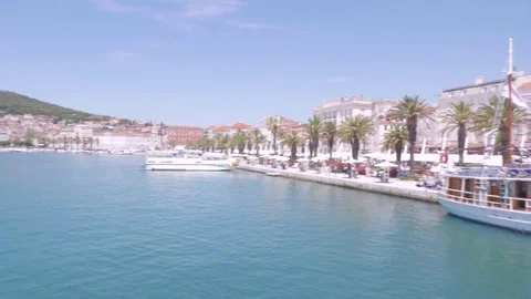 View of the port of Split from the Adriatic, Croatia Stock Footage 83769529