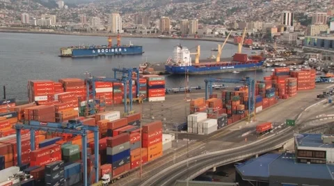 View to the port of Valparaiso, Chile. Stock Footage 48896152