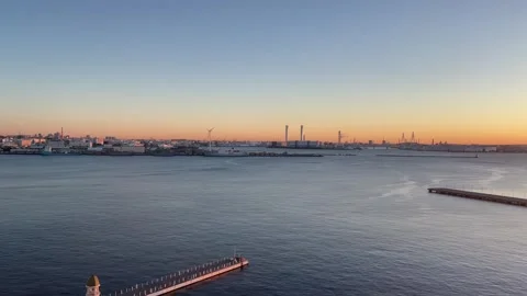 View on the port of Yokohama Stock Footage 300050196