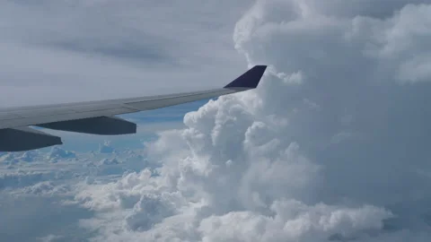 View from the porthole clouds Stock Footage 296014565