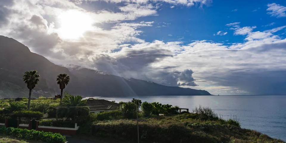View from Porto Monize on the step coast of Madeira. Stock Photos