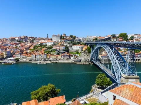 View from Porto to Vila Nova de Gaia Stock Photos
