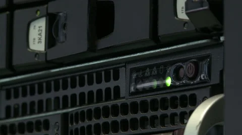 View of power button on server computer Video stock 46268844