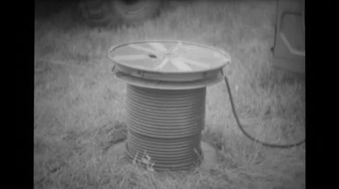View of power cable reel Stock Footage