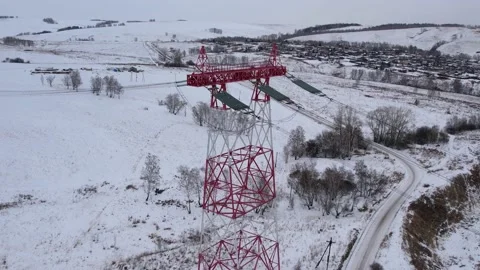 View of the power line pylon 库存影片 172343107