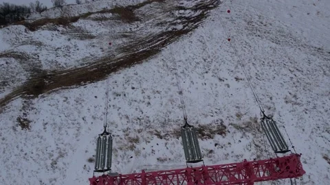 View of the power line pylon 库存影片 172343279