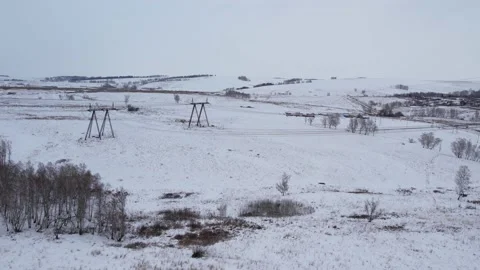 View of the power line pylon 库存影片 172343694