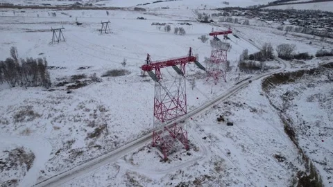 View of the power line pylon Vídeo Stock 172344439