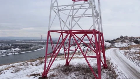 View of the power line pylon Stock-Footage 172345007