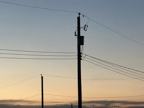 View of Power Lines and Utility Poles Stock Photos