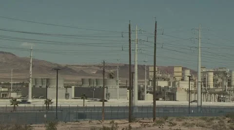 View of Power Plant with Freeway in Foreground and Mountains in the Horizon 2 動画素材 18999953