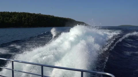 View of a powerful boat wake Stock Footage 143214225