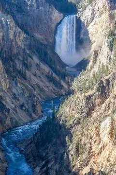 View of the powerful Lower Yellowstone Falls Stock Photos
