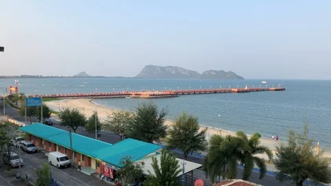 View of Prachuap Khiri Khan beach and nearby islands 스톡 동영상 107348863