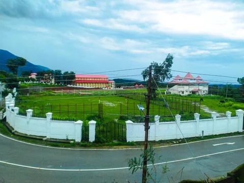 View of Practics Track Ground view high angel Dharamshala Himachal Pradesh In Stock Photos