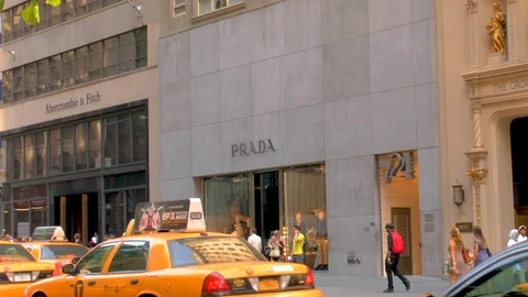 View of the Prada shop on 5th Avenue | Stock Video | Pond5