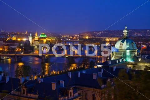 View on Prague Bridges Stock Photos