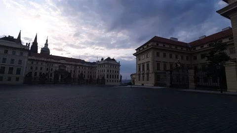 View to Prague Castle and Cathedral of St. Vitus from Hradcany Square. Stock Footage 168496151