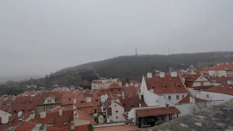 View from Prague Castle to the city Stock Footage 123687886