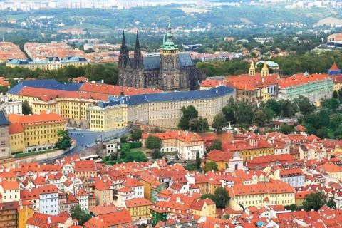 View of Prague castle from Petrin hill in Prague, Czech Republic Stock Photos
