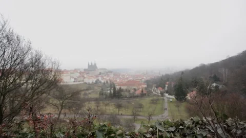 View on Prague taken nearby Strahov Monastery Stock Footage