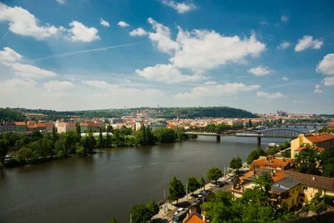View of Prague timelapse from the observation deck of Visegrad. Prague. Czech 스톡 사진