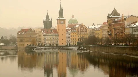 View at The Prague In Winter Stock Footage 72476299