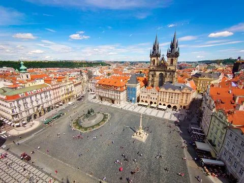 View of Prague's Old Town Square from the Old Town Hall Stock Photos