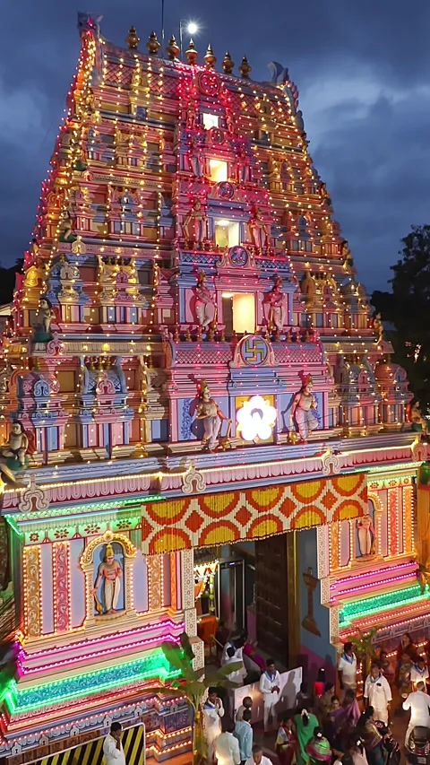 View of Prasanthi Nilayam Ashram Gopuram Gate. Vertical video. Stock Footage 292838348