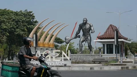 View of the prehistoric Java Man monument in Sragen, Indonesia, August 15 2026 Stock Footage 342500168