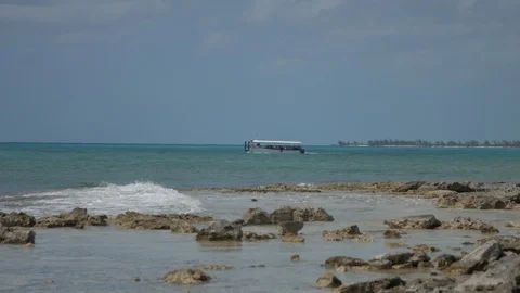 View on the Princess Cays sand beach at sunny weather near water Stock Footage 128503984