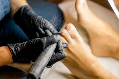 View of the process of a pedicure performed by a master Foto stock