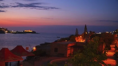 View at promenade and St Pauls harbour bay in Malta 4k Video Stock Footage 80353635