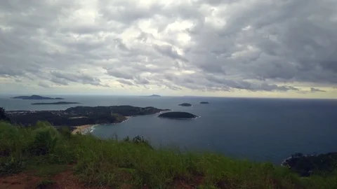 View of Promthep Cape Pans Right, Phuket Stock Footage 85233934