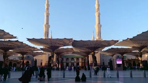 A view of the Prophet's Mosque Stock Footage 332903400