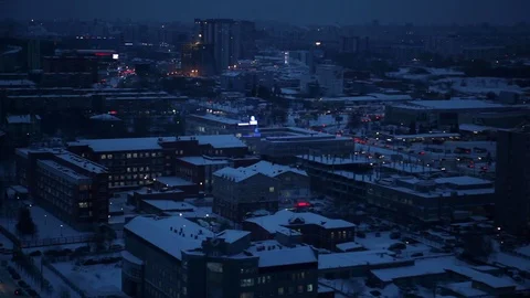 View of a Provincial City at Night Stock Footage 89649022