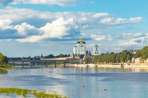 View of the Pskov Krom or Kremlin Stock Photos