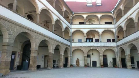 The view of the Ptuj Castle courtyard Stock Footage 135193103