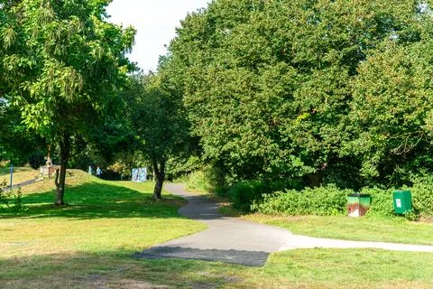 View of a public park during spring in England Stock Photos