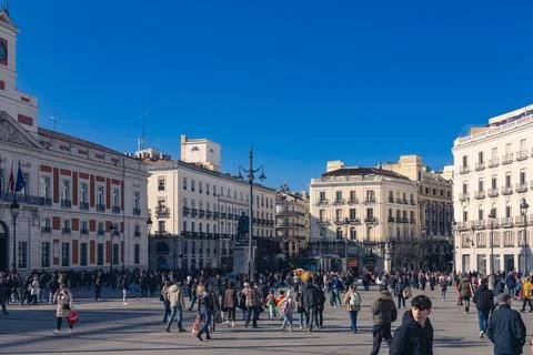 View of Puerta del Sol square Stock Photos