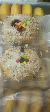 View of pumpkin donuts with various toppings Stock Photos