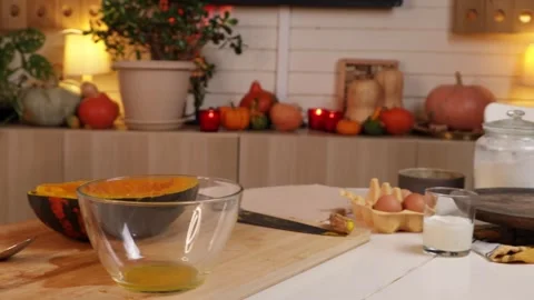 View of pumpkin pie ingredients Stock Footage 286103883