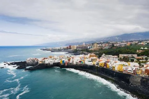 View of Punta Brava small town near Puerto de la Cruz city on Tenerife island Stock Photos