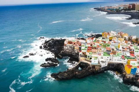View of Punta Brava small town near Puerto de la Cruz city on Tenerife island Stock Photos
