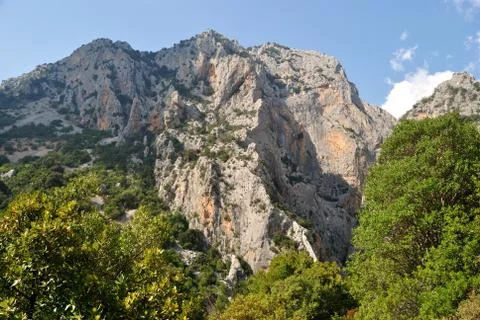 View of Punta Cucuttos over Gorropu canyon Foto stock