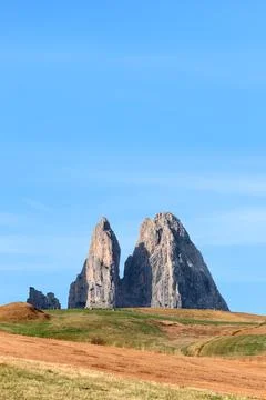 View on Punta Euringer mountain peak from Seiser Alm plateau. South Tyrol, It Stock Photos