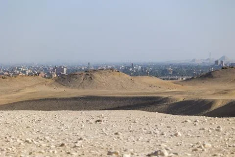 View from the pyramid complex in Giza, Egypt Stock Photos